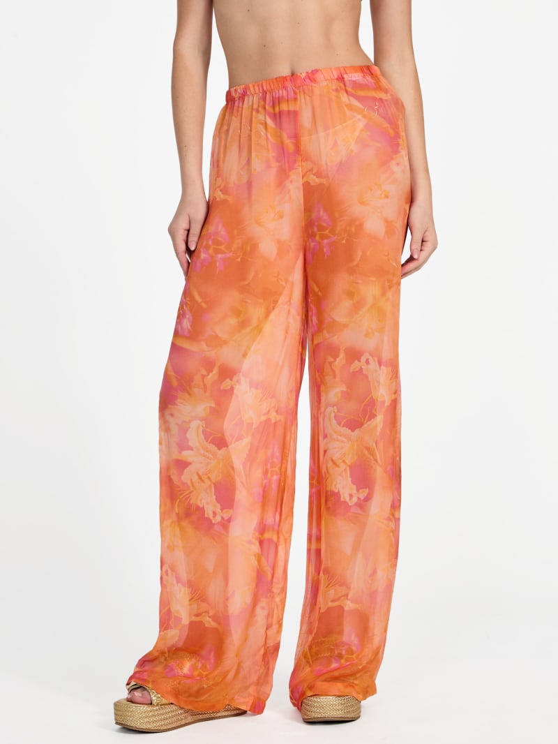 printed silk blend chiffon pants printed silk blend chiffon pants