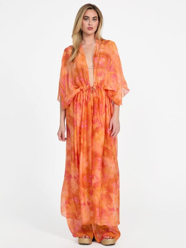 long silk blend kimono
