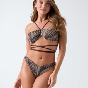 animal print bandeau bikini top