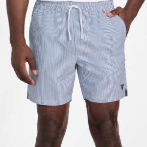 striped seersucker swim trunks
