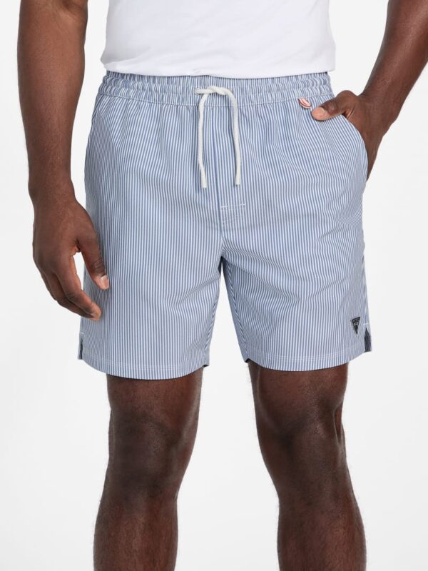 striped seersucker swim trunks