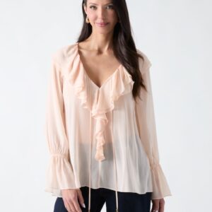 marciano sheer ruffled blouse