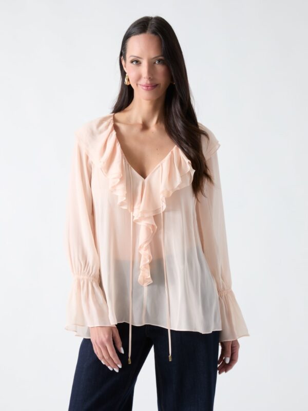 marciano sheer ruffled blouse