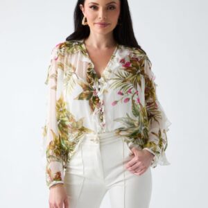 ruffled v neck blouse