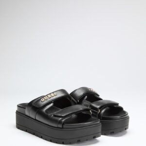 fasten faux leather sandals