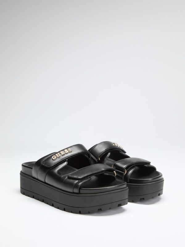 fasten faux leather sandals