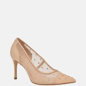rhinestone mesh pumps