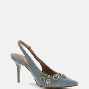naska charm denim sling back heels
