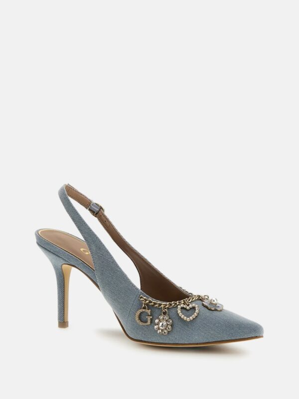naska charm denim sling back heels