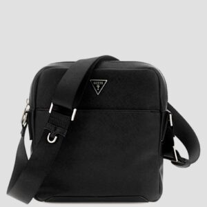 eco saffiano top zip flat crossbody