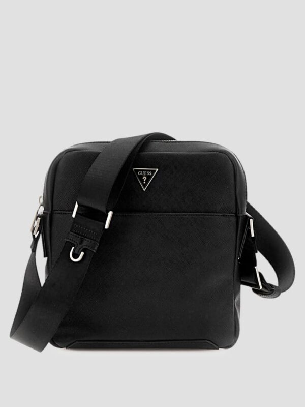 eco saffiano top zip flat crossbody