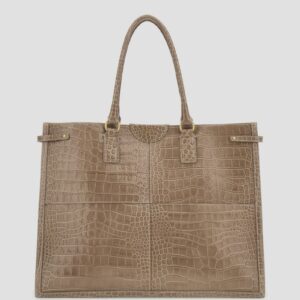 isa crocodile embossed leather tote