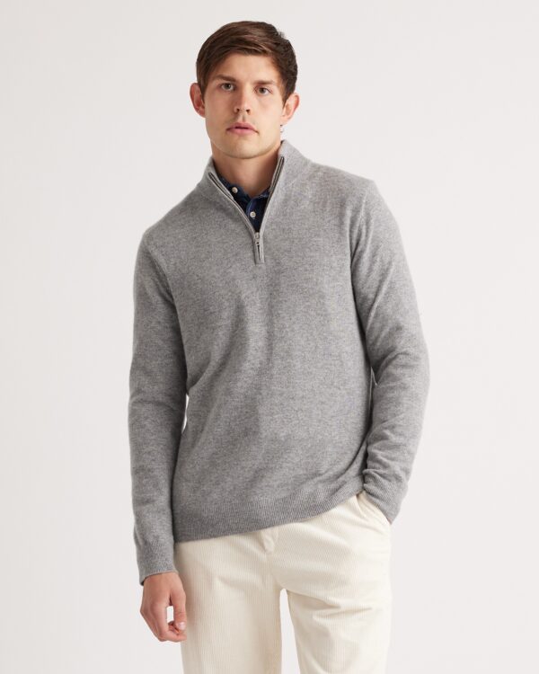 mongolian spring cashmere quarter zip sweater
