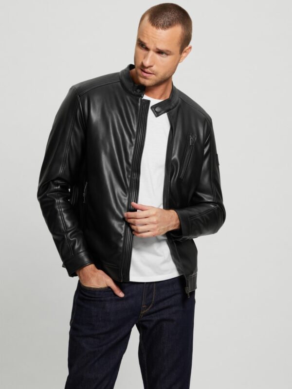 faux leather biker jacket