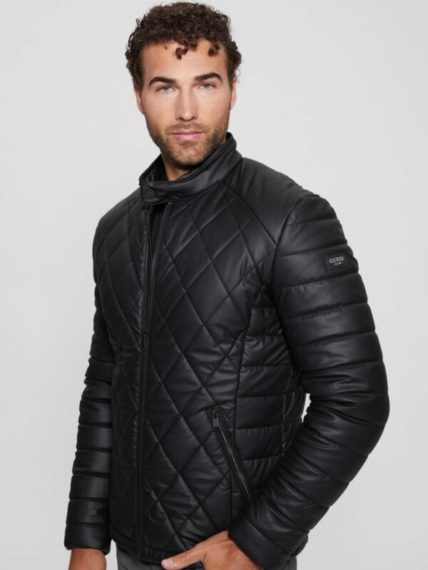 diamond quilted faux leather jacket