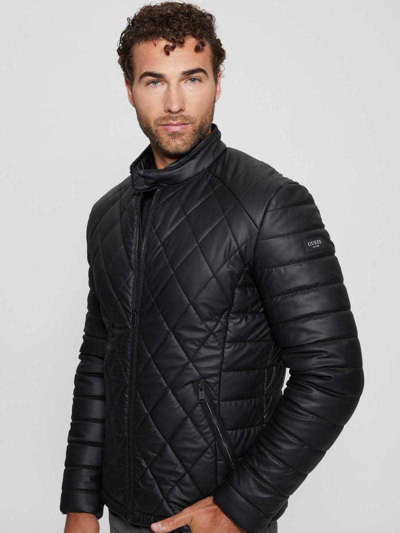 diamond quilted faux leather jacket diamond quilted faux leather jacket
