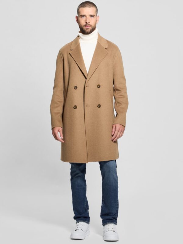 wool blend double breasted coat