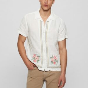 eco embroidered island linen shirt