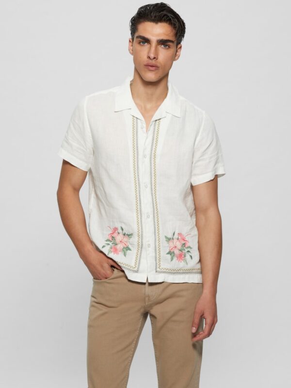 eco embroidered island linen shirt