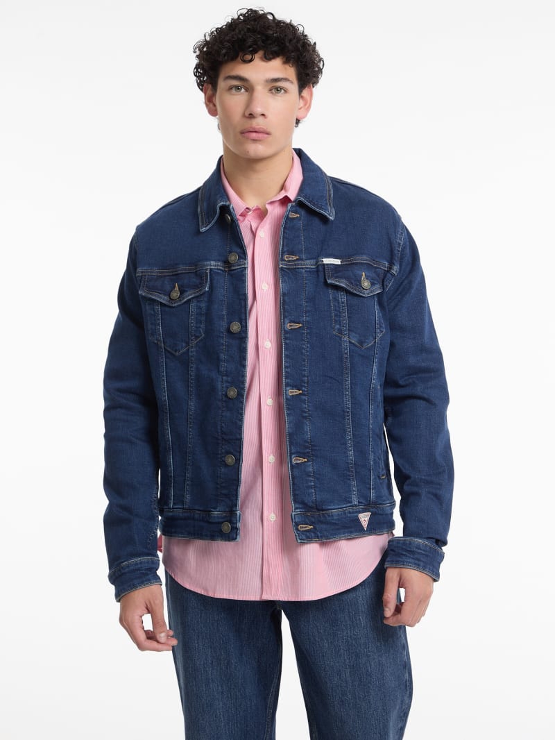 slim denim trucker jacket slim denim trucker jacket