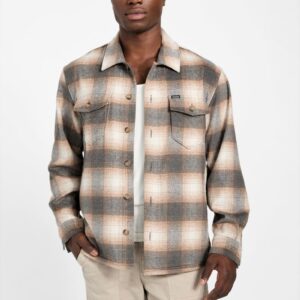 eco checkered wool blend overshirt