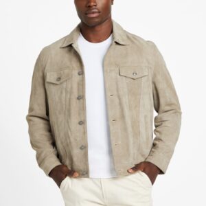 suede goat leather trucker jacket