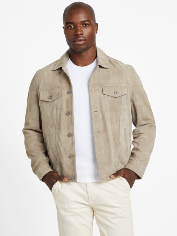 suede goat leather trucker jacket
