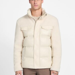 mix puffa shearling jacket