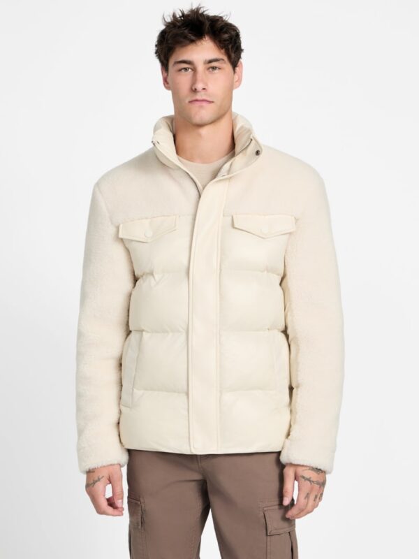 mix puffa shearling jacket