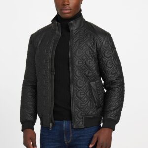 g chain quilted faux leather jacket