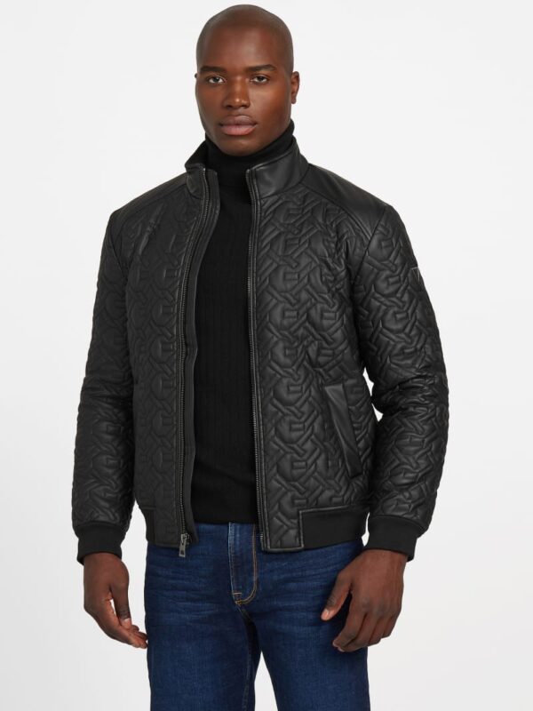 g chain quilted faux leather jacket