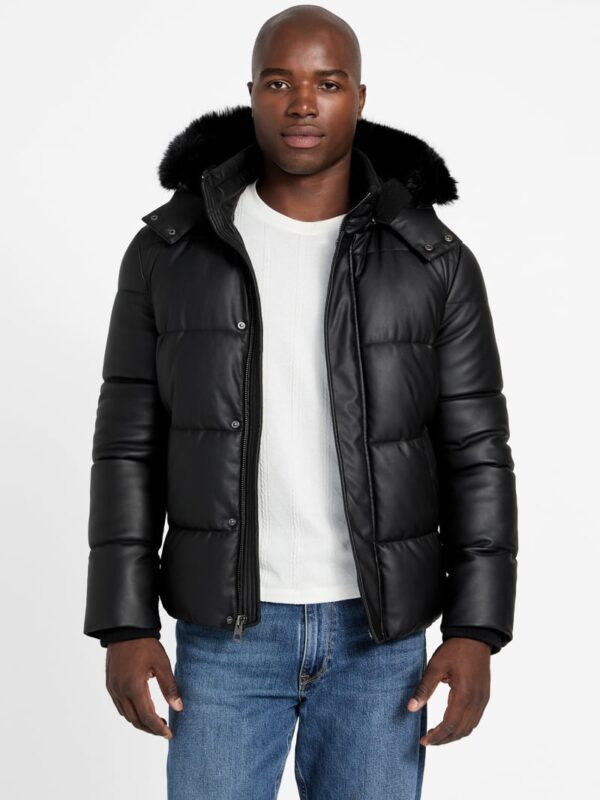 eco faux leather puffer jacket