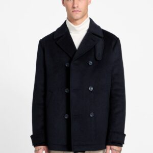 eco double breasted wool blend peacoat
