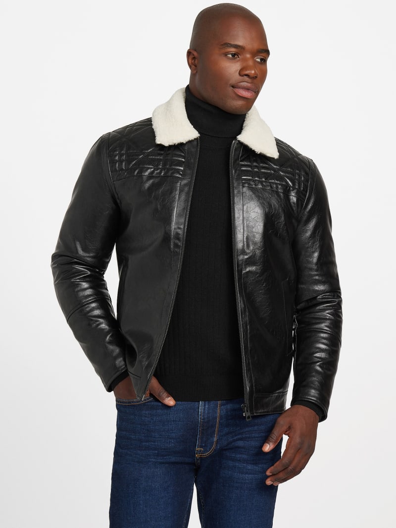 faux leather quilting motif jacket faux leather quilting motif jacket