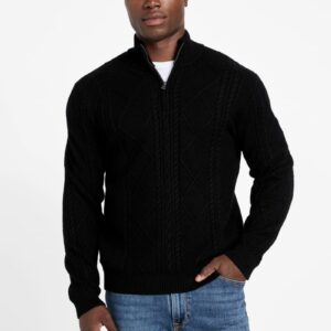 eco noel zip cable knit sweater