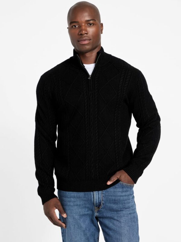 eco noel zip cable knit sweater