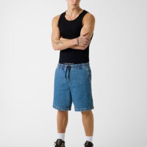 denim jogger shorts