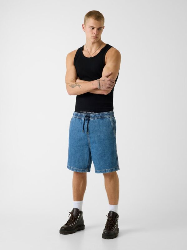 denim jogger shorts