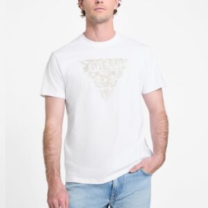 eco flower embroidered logo tee