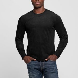 garrett knit faux suede crewneck