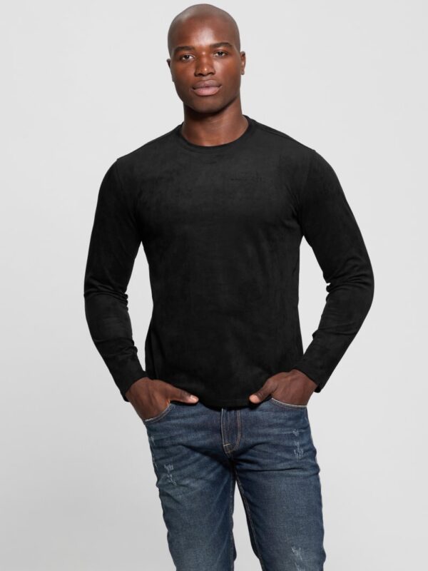 garrett knit faux suede crewneck