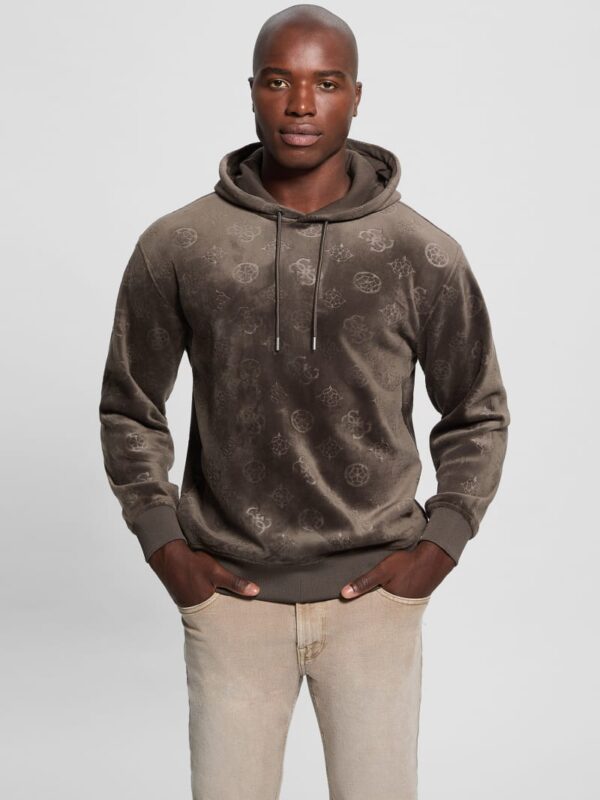 embossed velvet hoodie