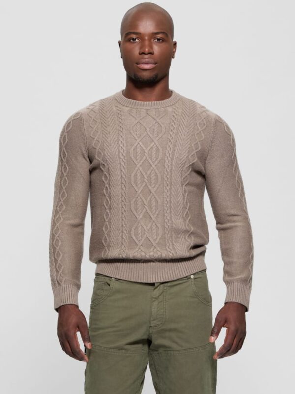 eco noah crewneck celtic cable knit sweater
