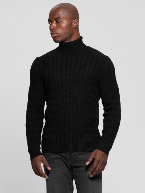 eco ezra turtleneck cable knit sweater