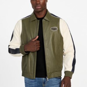 color block faux leather jacket