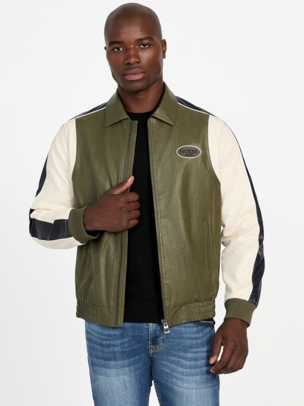 color block faux leather jacket