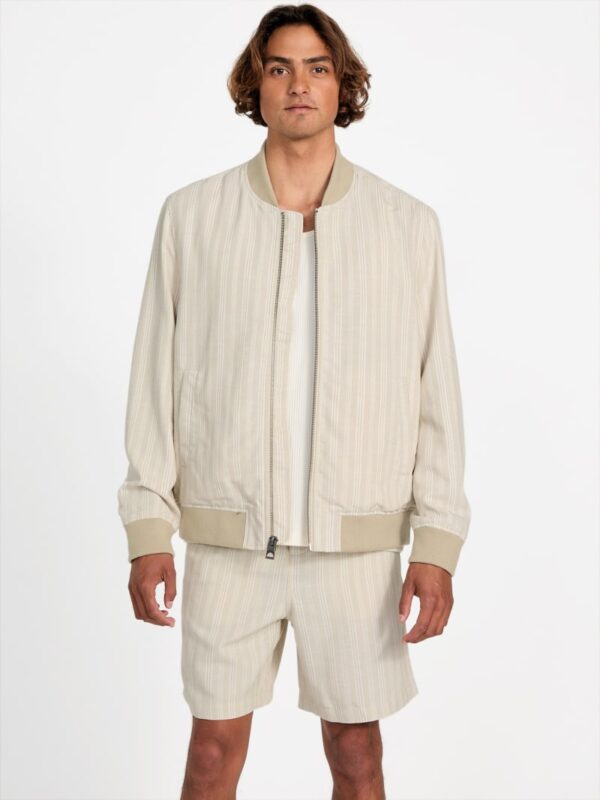 eco fletcher striped linen flight jacket