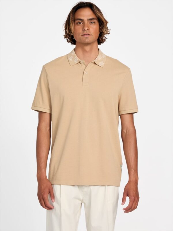 eco jacquard logo collar polo