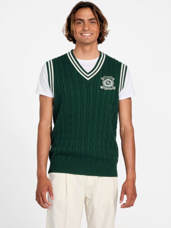 eco holden v neck cable knit vest