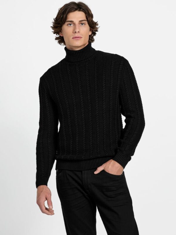 eco brandon cable knit turtleneck sweater